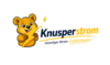 Knusperstrom-Maskottchen Quokka neben dem Schriftzug „Knusperstrom“ und dem Slogan „Einfach knusper.“